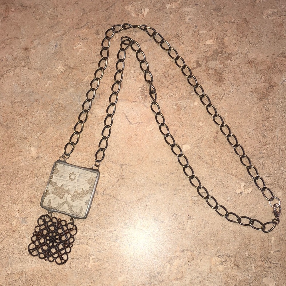 Lace Boho Necklace w thick chain